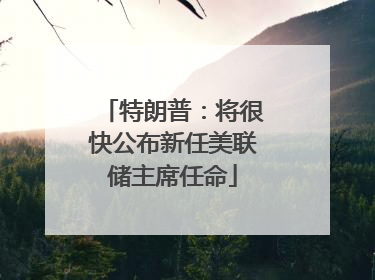 特朗普：将很快公布新任美联储主席任命