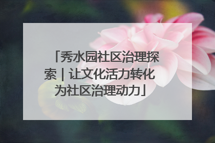 秀水园社区治理探索｜让文化活力转化为社区治理动力
