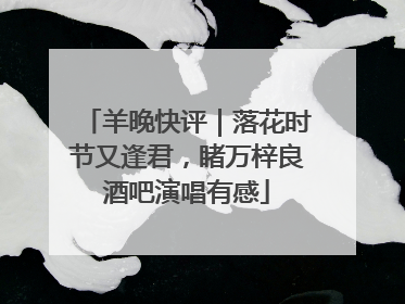羊晚快评｜落花时节又逢君，睹万梓良酒吧演唱有感