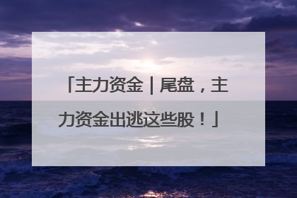主力资金｜尾盘，主力资金出逃这些股！