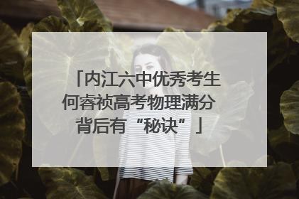 内江六中优秀考生何睿祯高考物理满分背后有“秘诀”