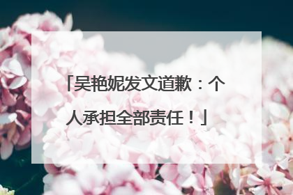 吴艳妮发文道歉：个人承担全部责任！