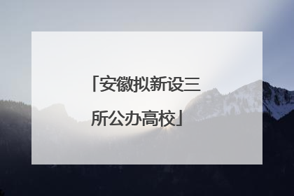 安徽拟新设三所公办高校