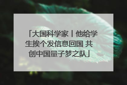 大国科学家丨他给学生挨个发信息回国 共创中国量子梦之队