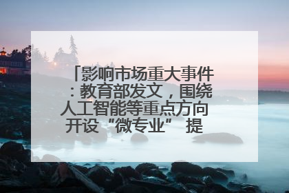 影响市场重大事件：教育部发文，围绕人工智能等重点方向开设“微专业” 提升就业能力