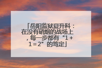 岳阳监狱夏升科：在没有硝烟的战场上，每一步都有“1＋1＝2”的笃定