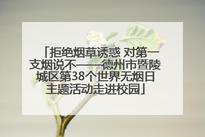 拒绝烟草诱惑 对第一支烟说不——德州市暨陵城区第38个世界无烟日主题活动走进校园