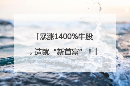 暴涨1400%牛股，造就“新首富”！