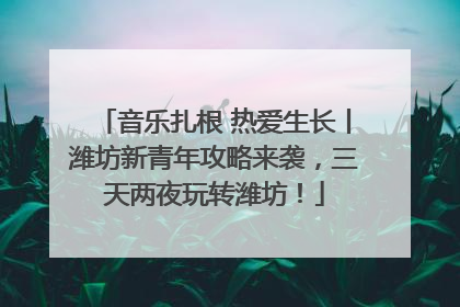 音乐扎根 热爱生长丨潍坊新青年攻略来袭，三天两夜玩转潍坊！