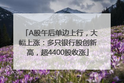 A股午后单边上行，大幅上涨：多只银行股创新高，超4400股收涨